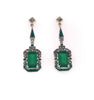 Sterling Silver Green Agate and Marcasite Drop Earrings 