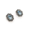  	Sterling Silver Blue Topaz and Marcasite Stud Earrings