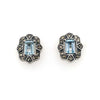  	Sterling Silver Blue Topaz and Marcasite Stud Earrings