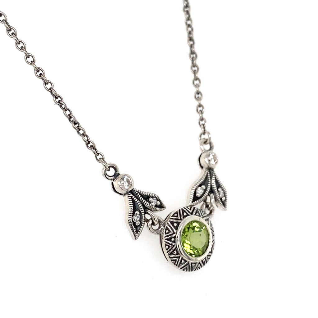 Sterling Silver Peridot and Cubic Zirconia Necklet 