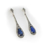 Sterling Silver Synthetic Sapphire and Marcasite Drop Earrings