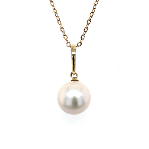 9ct yellow gold enhancer white freshwater 13mm pearl drop pendant