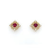 9ct Yellow Gold Natural Ruby and Diamond filigree design Stud Earrings (matching Pendant also available) 
