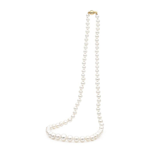 Round classic graduated 4.5-7.5mm freshwater pearl necklace, 45cm with round 9ct yellow gold clasp