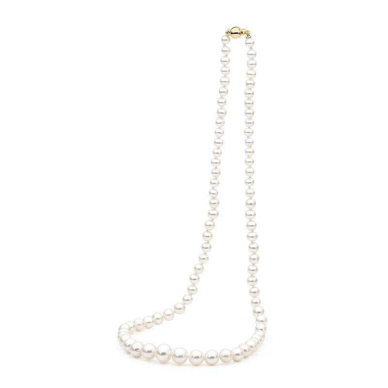 Round classic graduated 4.5-7.5mm freshwater pearl necklace, 45cm with round 9ct yellow gold clasp
