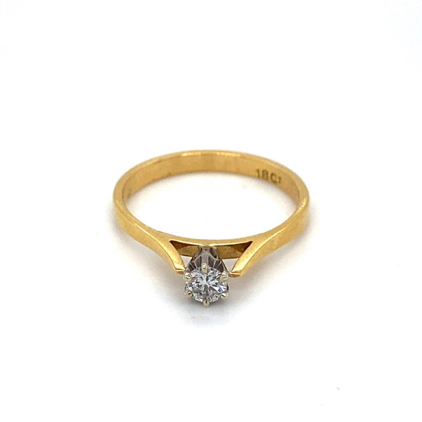 Estate 18ct Yellow Gold 0.16pt Diamond Ring 