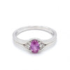  	9ct White Gold Oval Pink Sapphire & Diamond Ring 
