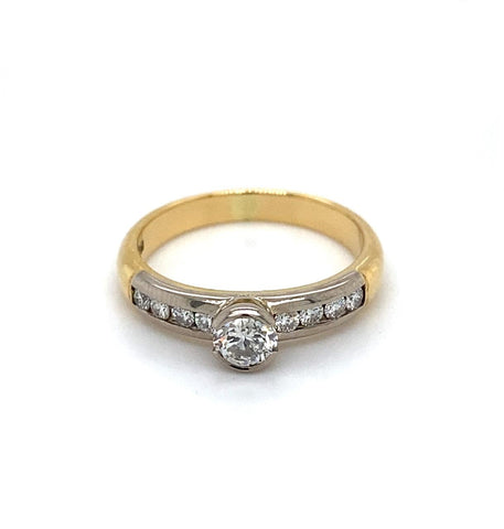 18ct 2tone Semi Bezel and Channel Set Diamond Engagement Ring