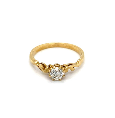 Yellow Gold Diamond Solitaire  Ring