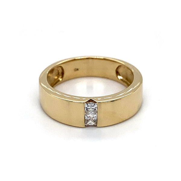 9ct Yellow Gold Gents Ring With CZ Stones