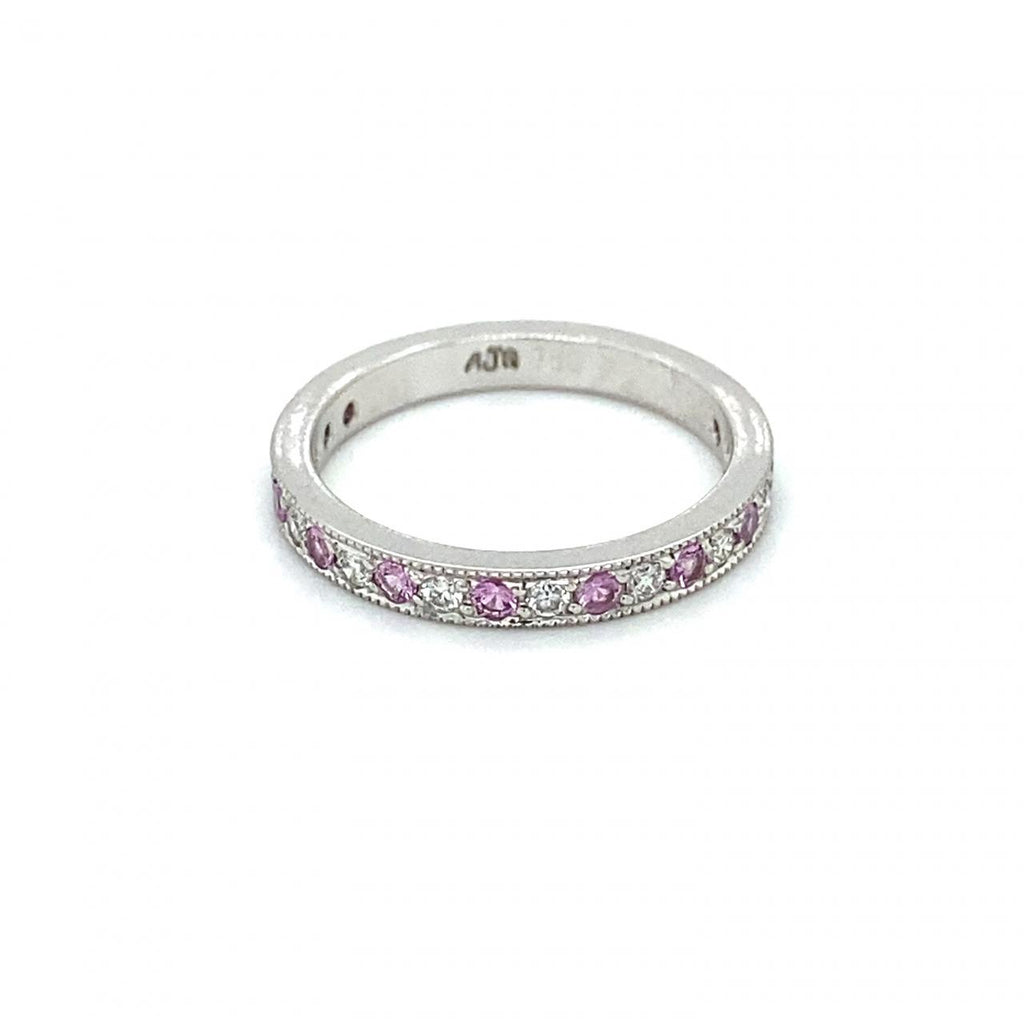 18ct White Gold Pink Sapphire And Diamond Ring