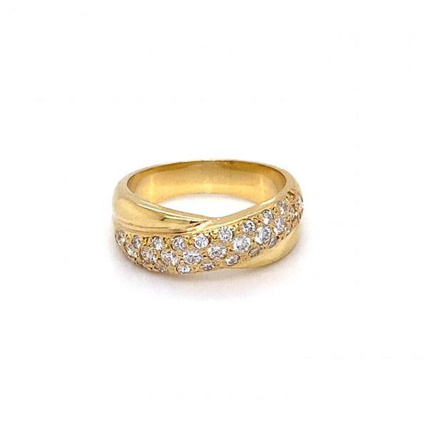 18ct Yellow Gold Diamond Crossover Design Ring