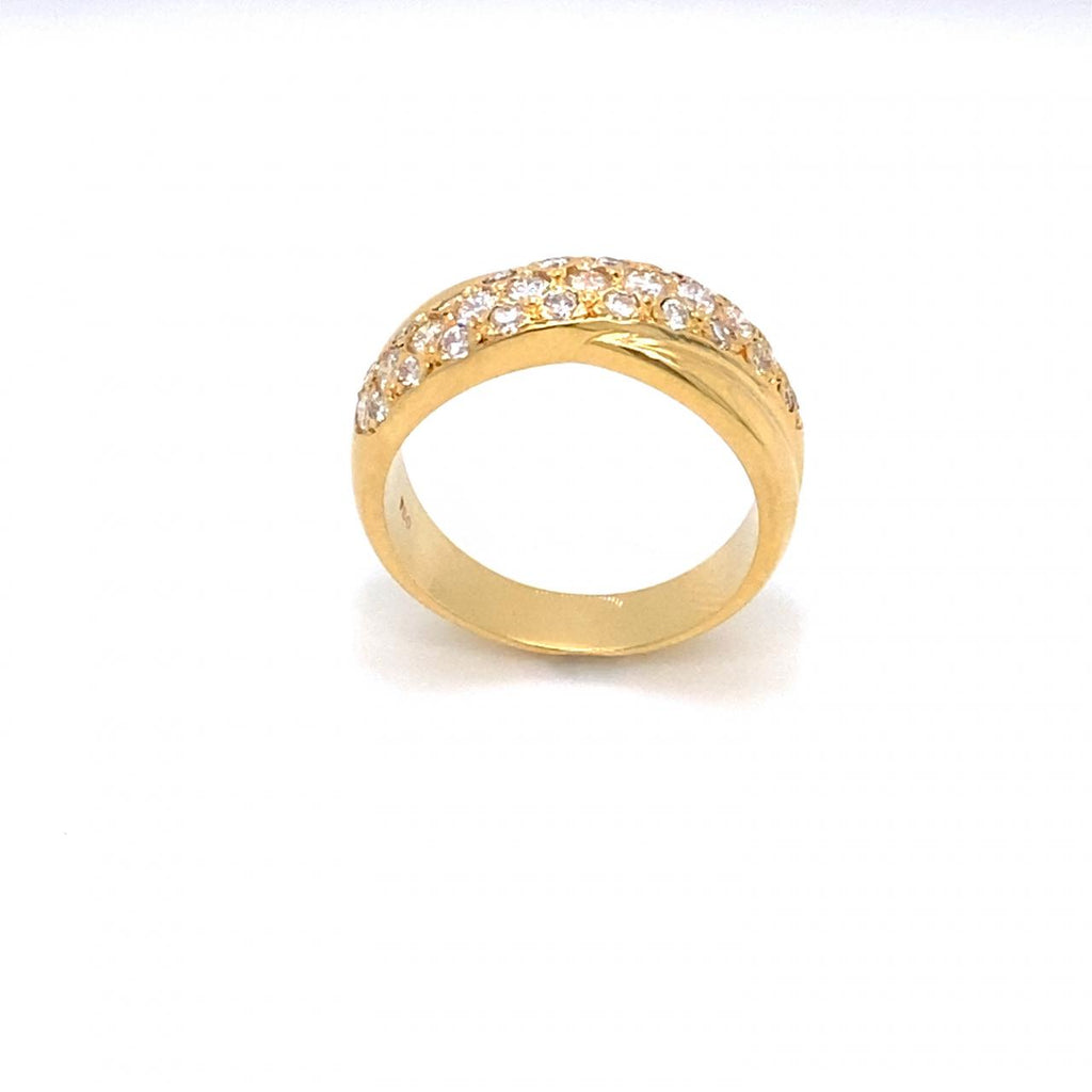 18ct Yellow Gold Diamond Crossover Design Ring