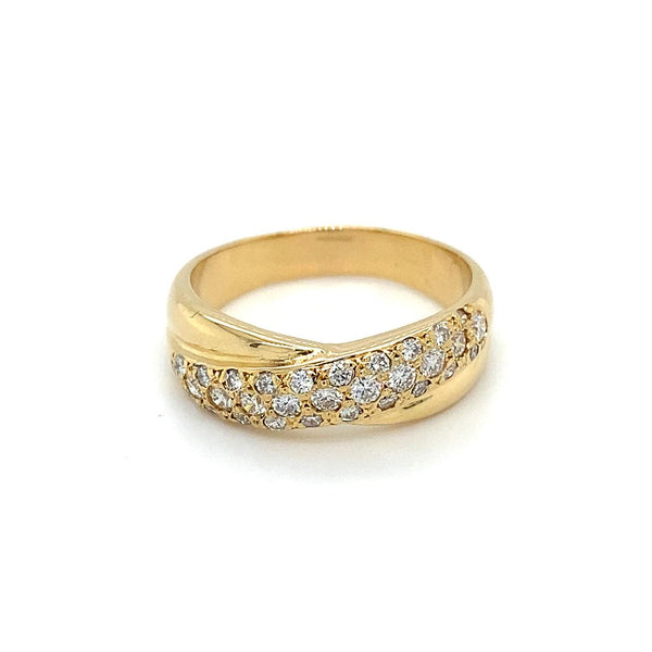 18ct Yellow Gold Diamond Crossover Design Ring
