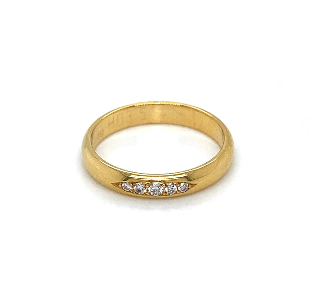 18ct Yellow Gold Diamond Bead Set Wedding Ring