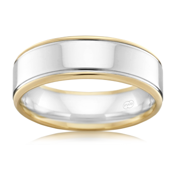 9ct 2Tone 7mm Wide Wedding Band