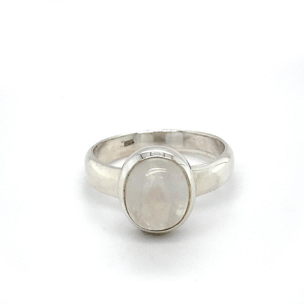 Sterling Silver Simple Bezel Set Moonstone Ring