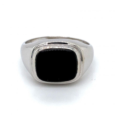 Silver Goldstone Signet Ring