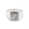 Sterling Silver Cubic Zirconia Brushed Signet Ring 