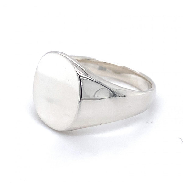 Sterling Silver Oval Plain Signet Ring 