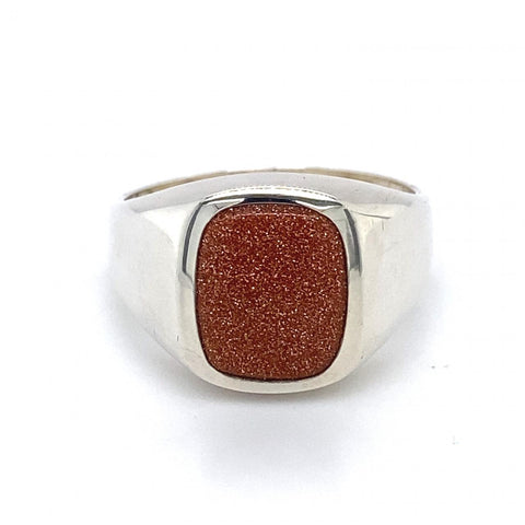 Silver Goldstone Signet Ring