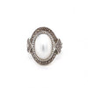 Sterling Silver Mabe Pearl And Marcasite Ring