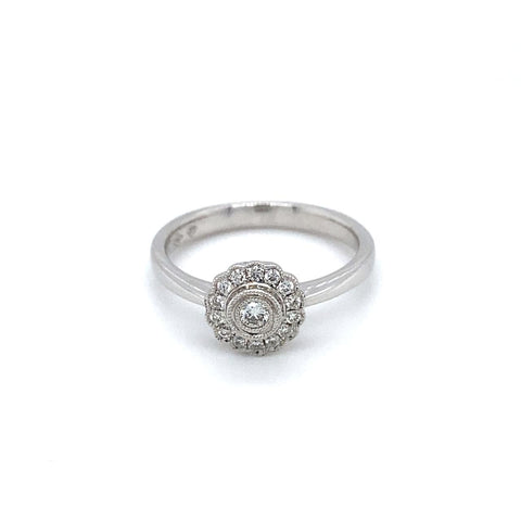 18ct White Gold Diamond Halo Ring