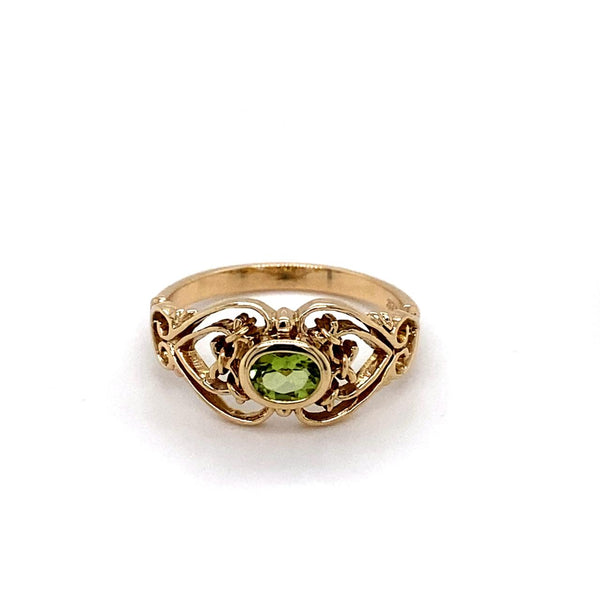 9ct Yellow Gold Filigree Peridot Ring 