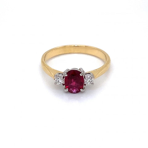 18ct Yellow and White Gold Ruby And Diamond Ring