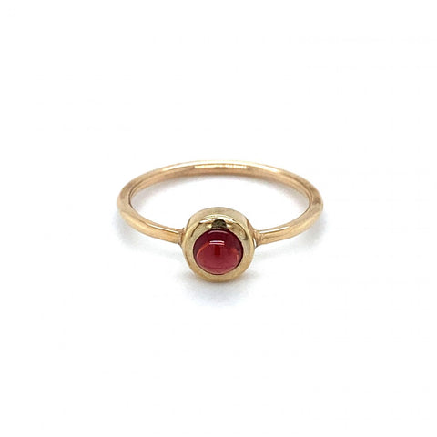 9ct Yellow Gold Cabochon Bezel Set Garnet Ring