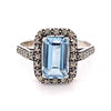 Sterling Silver Ring Blue Topaz And Marcasite 