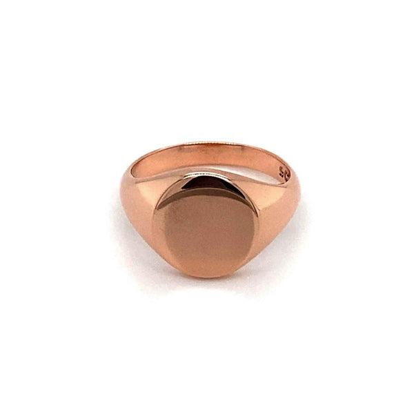  	9ct Rose Gold Plain Round Signet Ring