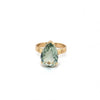 9ct Yellow Gold Pear Shape Green Amethyst Ring