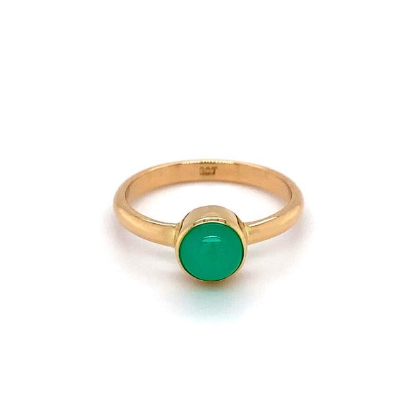 9ct Yellow Gold Cabochon Chysoprase Ring