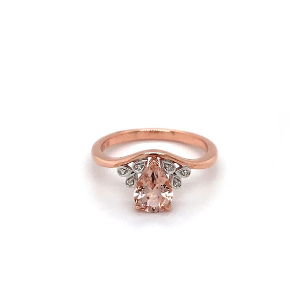 9ct Rose Gold Morganite And Diamond Ring 