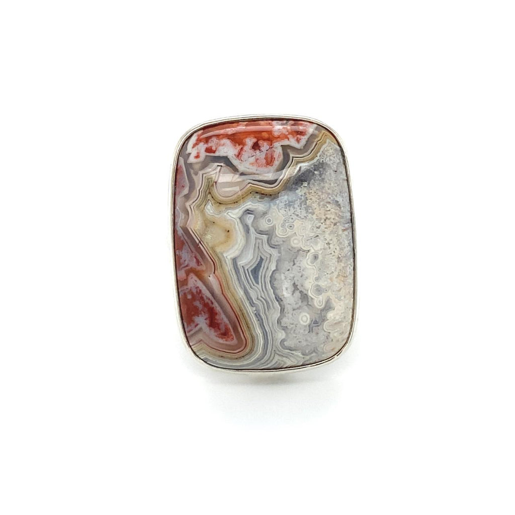 Sterling Silver Crazy Lace Agate Ring