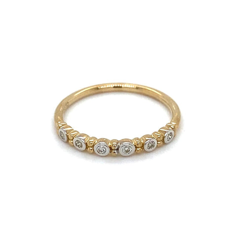 9ct Yellow And White Gold Stacker Diamond Dress Ring