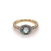 9ct Yellow Gold Aquamarine And Diamond Halo Ring