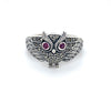 Sterling Silver Marcasite Owl Ring With Ruby Eyes
