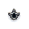 Sterling Silver Marcasite Pear Cut Black Onyx Ring