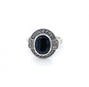 Sterling Silver Simplistic Marcasite And Black Onyx Ring