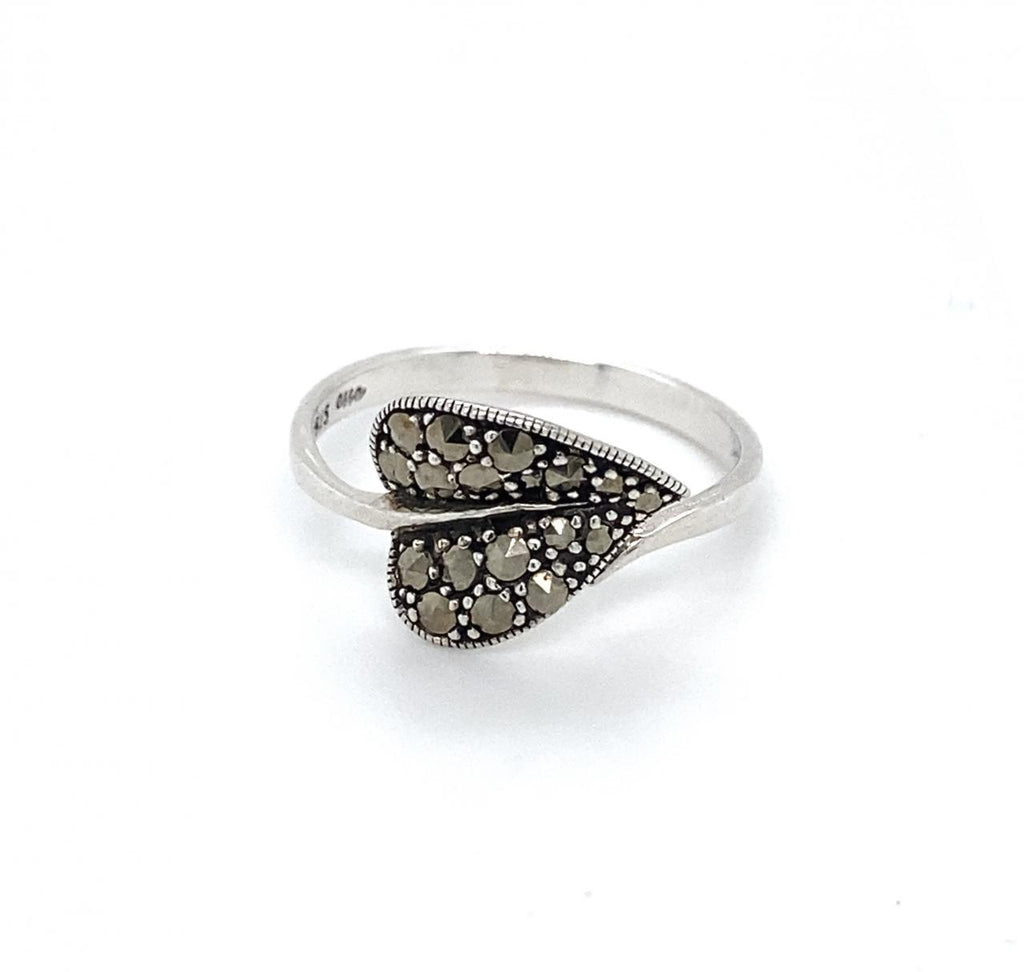 Sterling Silver Marcasite Leaf Ring