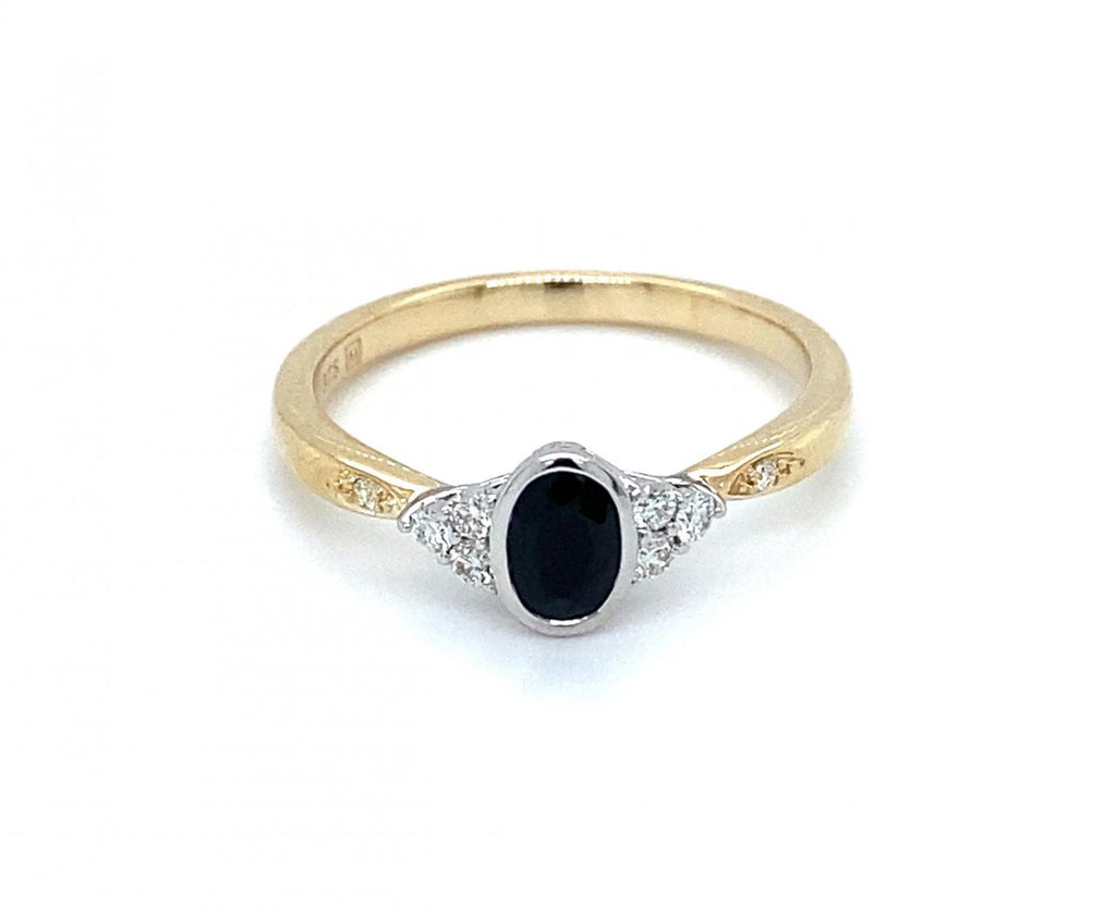 9ct 2tone Sapphire And Diamond Ring