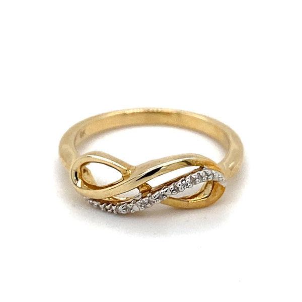 9ct 2tone Gold Diamond Infinity Ring