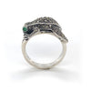 Sterling Silver Marcasite Frog Ring With Emerald Eyes