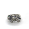 Sterling Silver Marcasite Frog Ring With Emerald Eyes