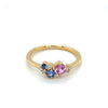 9ct Yellow Gold, Ceylon, Pink Sapphire and Diamond Ring Size O