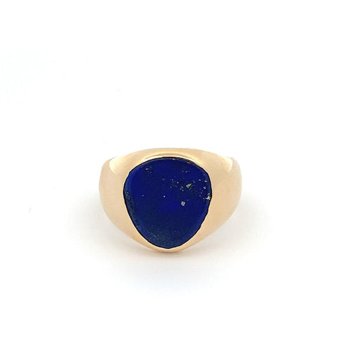  	9ct Yellow Gold Lapis Gents Ring