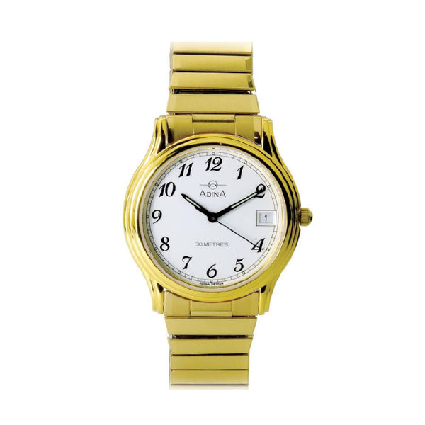 Unisex Adina Watch Gold Plated Expanding Band White Face