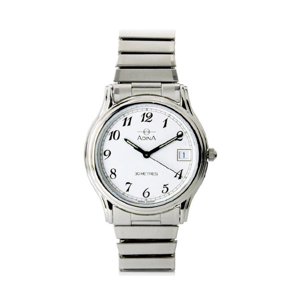 Unisex Adina Watch With Stainless Steel Expanding Band And White Face